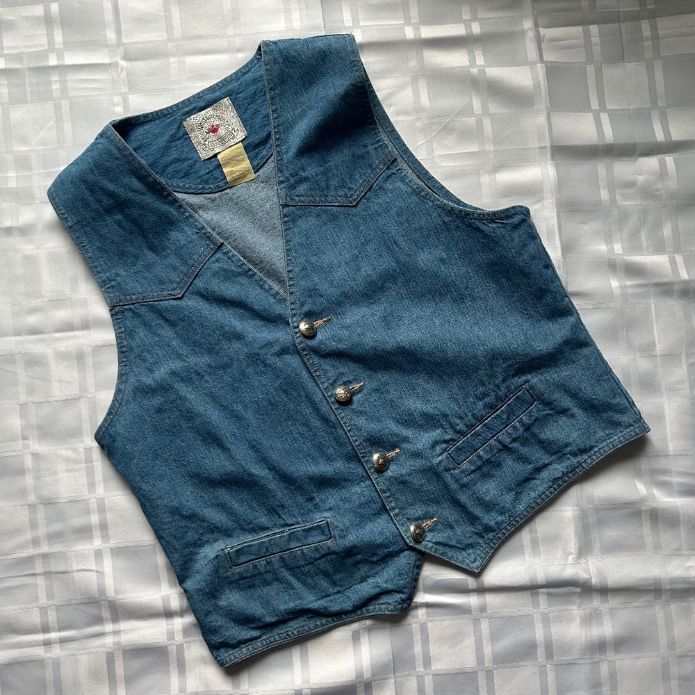 Mid-West Garment Co. (MWG) Vintage Button Closure Blue Denim Vest